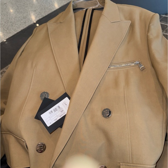 BALMAIN Taupe Double-Breasted Blazer  Size Large/52 NWT - Picture 6 of 17